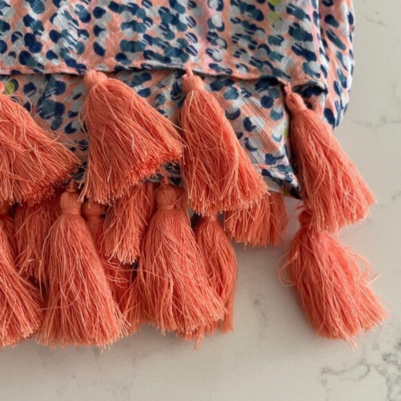 Brakeburn Original Ladies Collection Spots Tassel Modal Scarf Coral Blue OS NWT - Picture 8 of 11